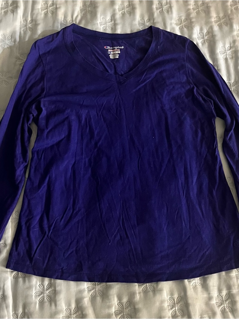 Champion Purple Long Sleeve V-Neck Shirt